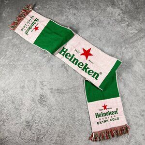 Heineken Green White Fringe Scarf‎ Served Extra Cold Beer Festive